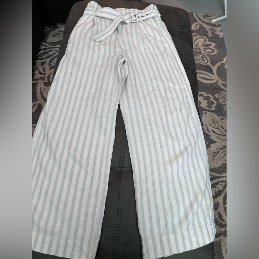 Rachel Zoe Light Blue & White Striped Wide Leg Pants